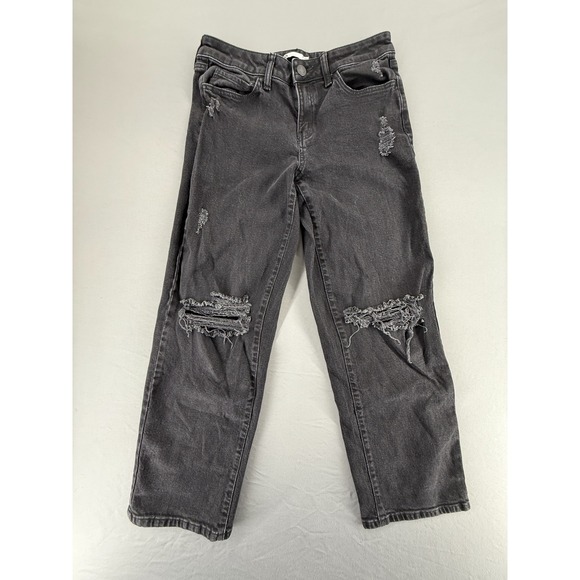 SO Low Rise Dad Jean Distressed Women's Size 9/29W Black Denim Jeans - Picture 1 of 3